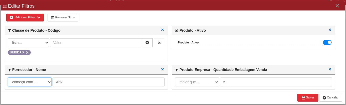 Condições de Cadastro